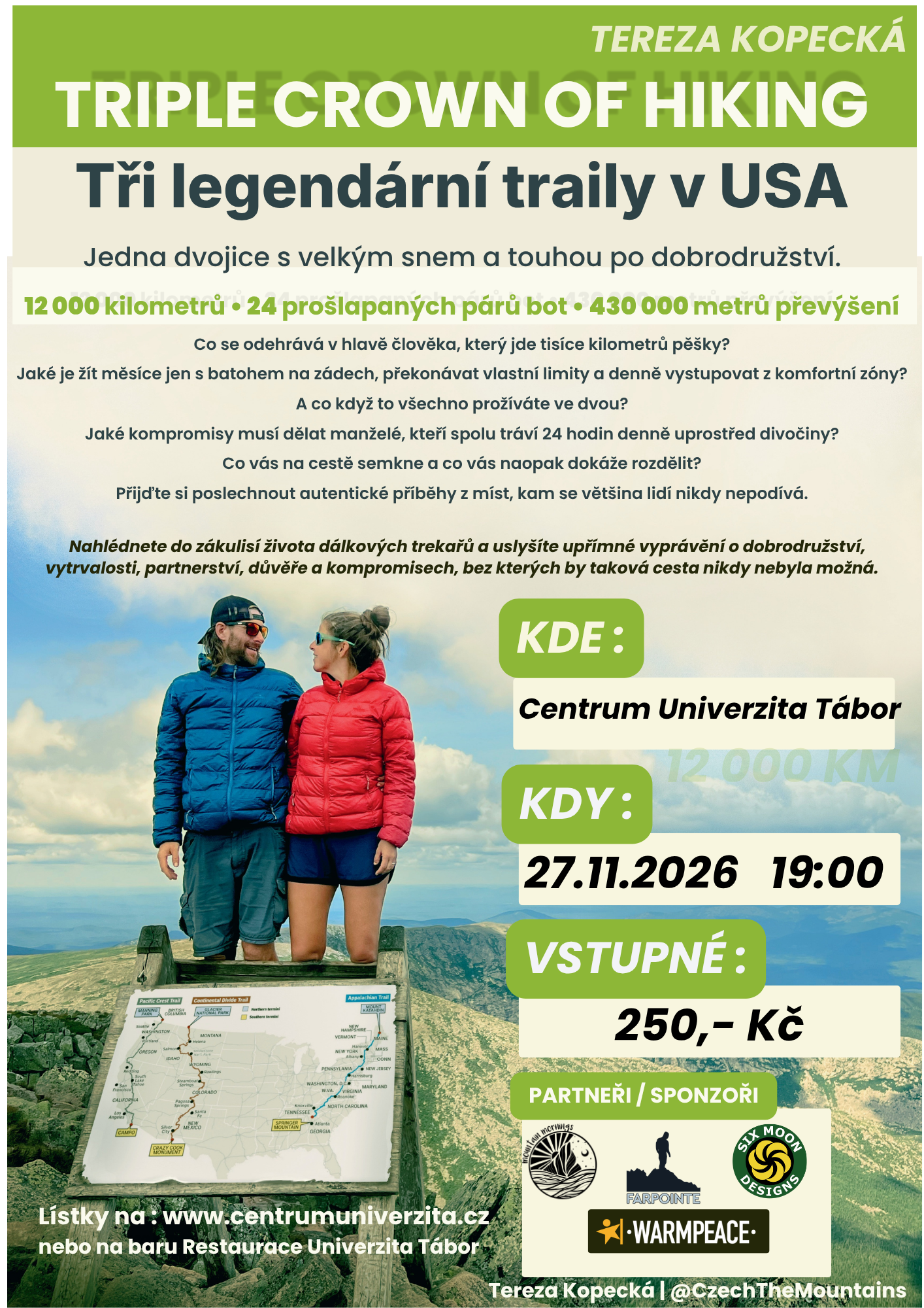 TŘI TRAILY USA 12 000 KM PĚŠKY